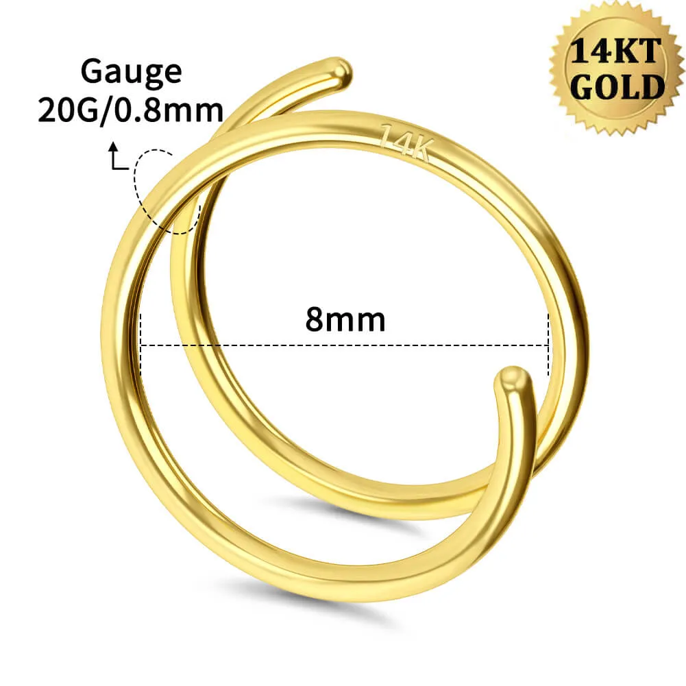 14K Solid Gold 20G Seamless Hoop Nose Hoop