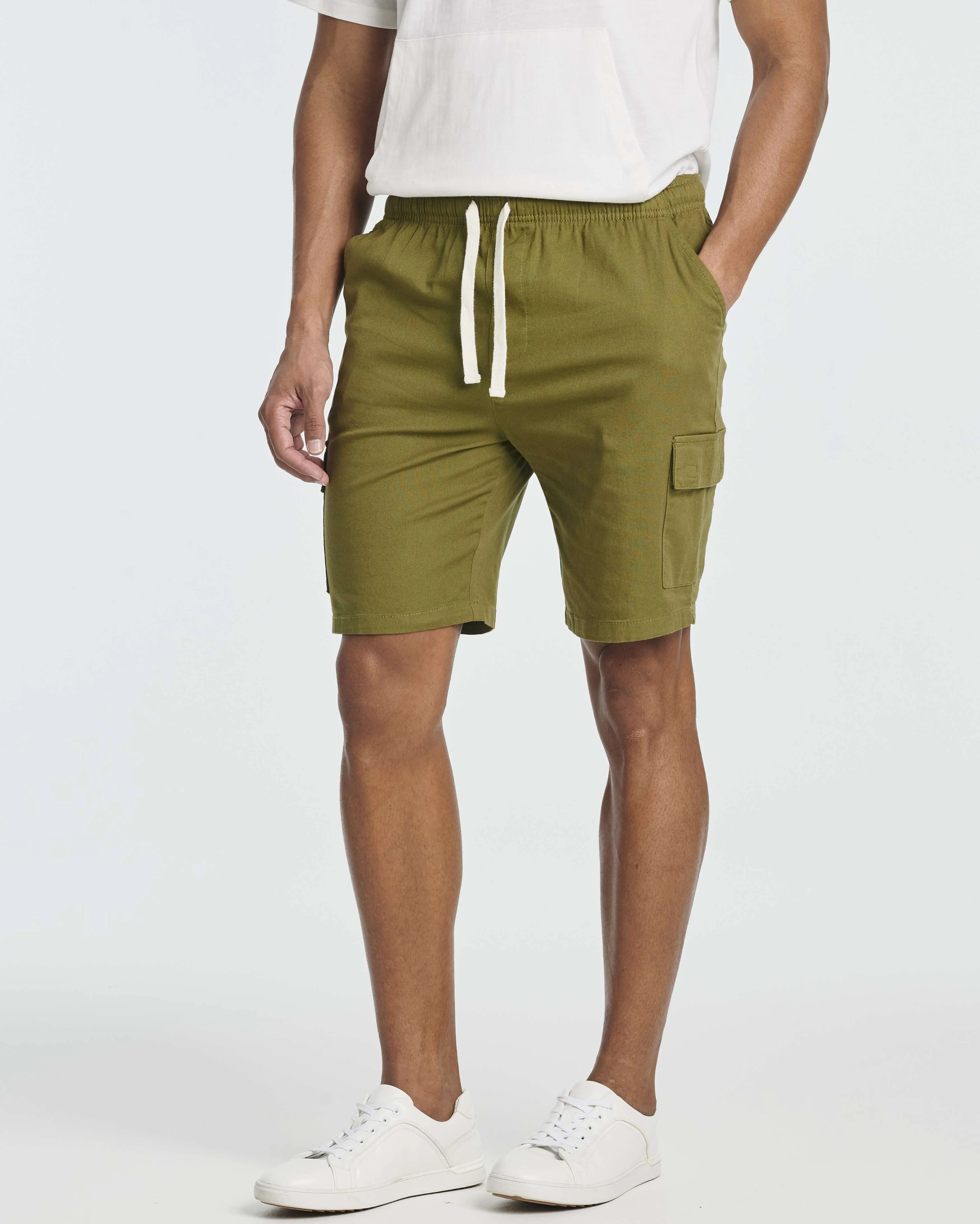 3 Pack: Men's 9 Elastic Waistband Cargo Shorts