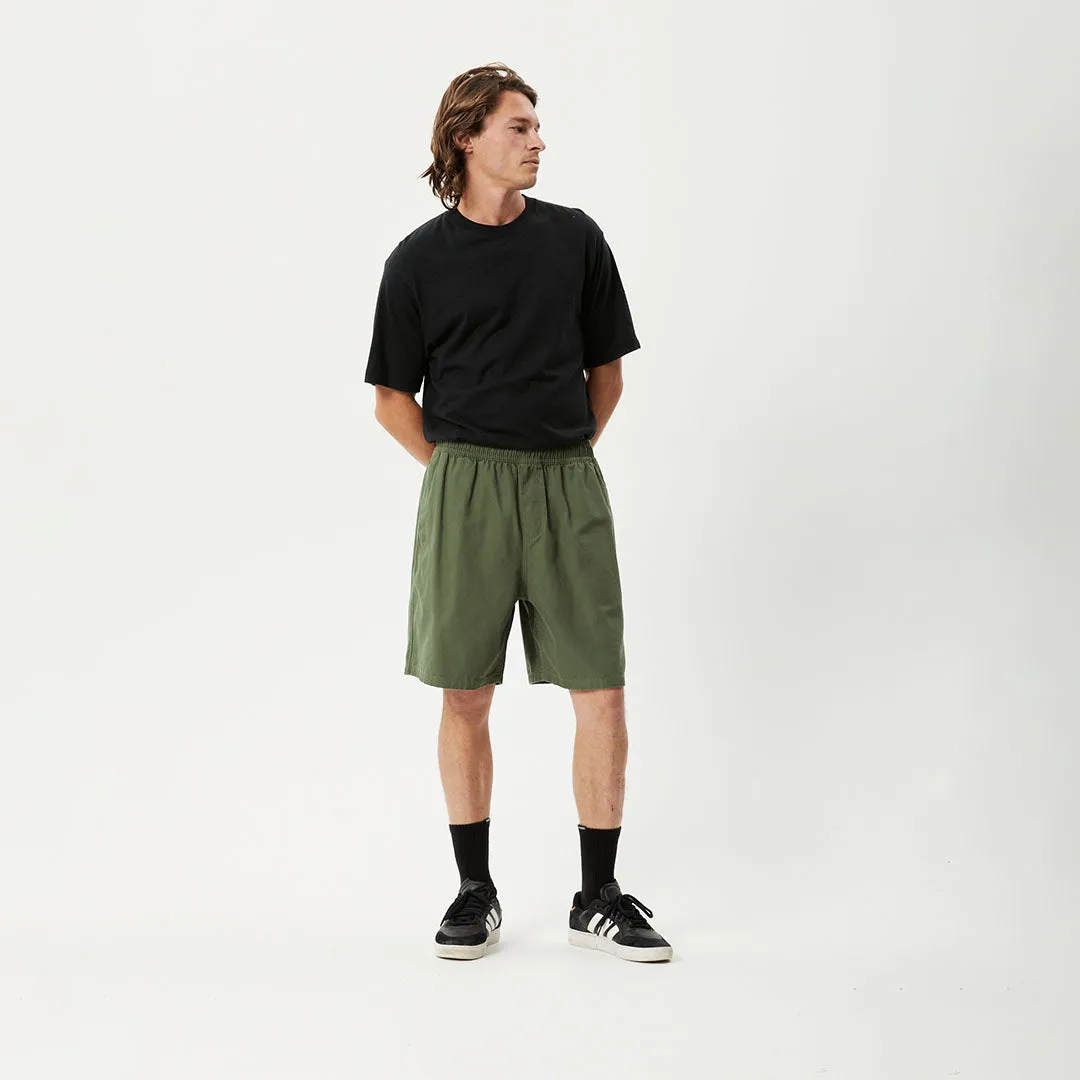 AFENDS Mens Ninety Eights - Baggy Elastic Waist Shorts - Cypress