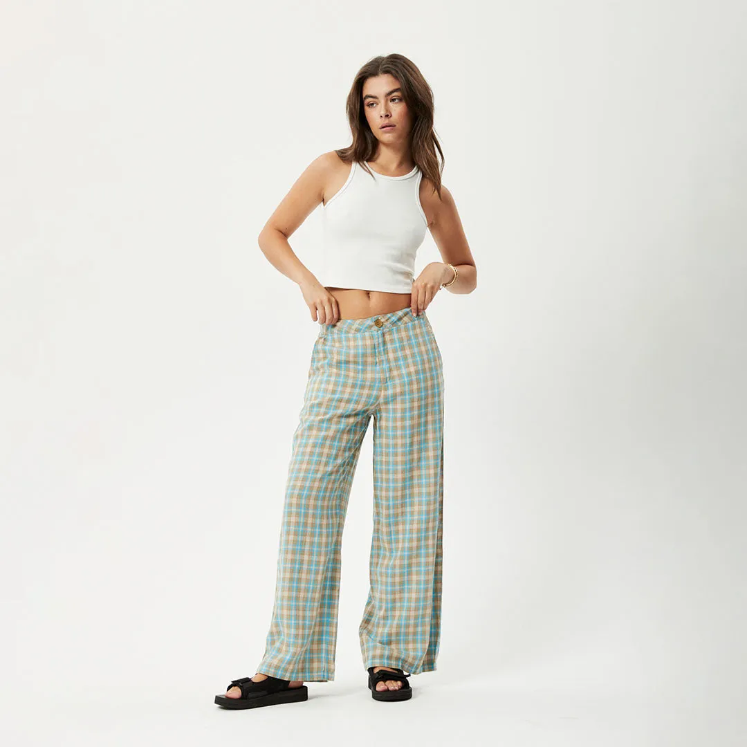 AFENDS Womens Millie Sienna - Wide Leg Pants - Tan Check