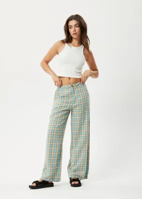 AFENDS Womens Millie Sienna - Wide Leg Pants - Tan Check