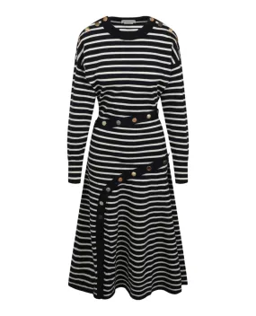 Alexander McQueen Womens Mixed Buttons Striped Dress