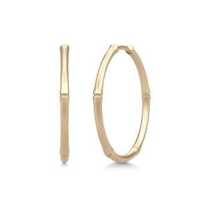 Bamboo Medium 14K Gold Hoops