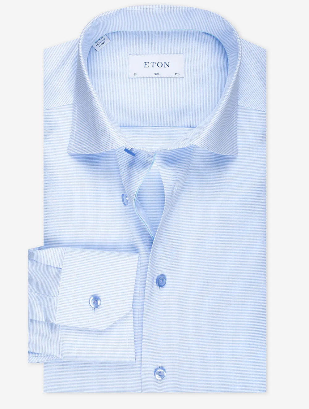 Blue Semi-Twill Contrast Button Slim Fit Shirt