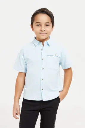 Boys Blue Oversize Oxford Shirt