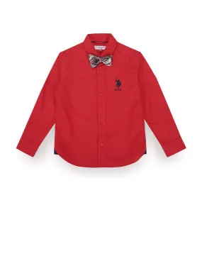 Boys Detachable Bow Cotton Shirt