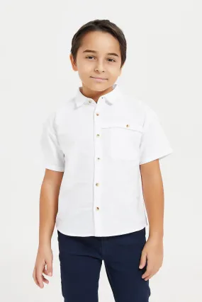 Boys White Oversize Oxford Shirt