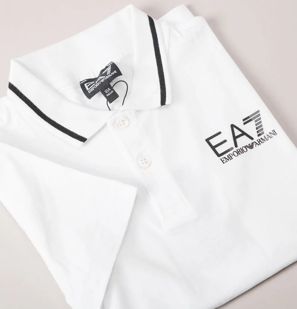 EA7 Core Stripe Collar Polo Shirt White