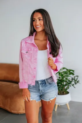 Gemma Risen Denim Jacket - Acid Pink