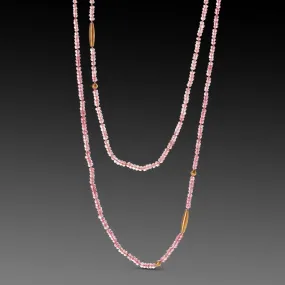 Long Tourmaline Necklace with Mixed Gold Beads