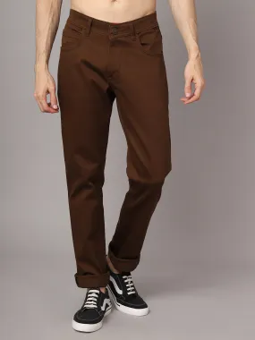 Men's Casual Flat front Brown  Trousers