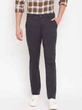 Men's Casual Flat front Dark Grey  Trousers