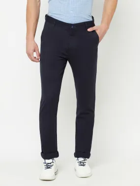 Men's Casual Flat front Navy Blue  Trousers