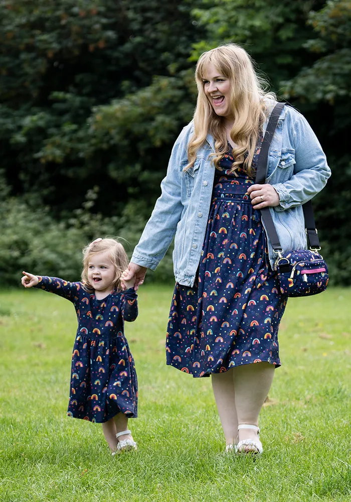 Navy Rainbow Print Cross Body Bag