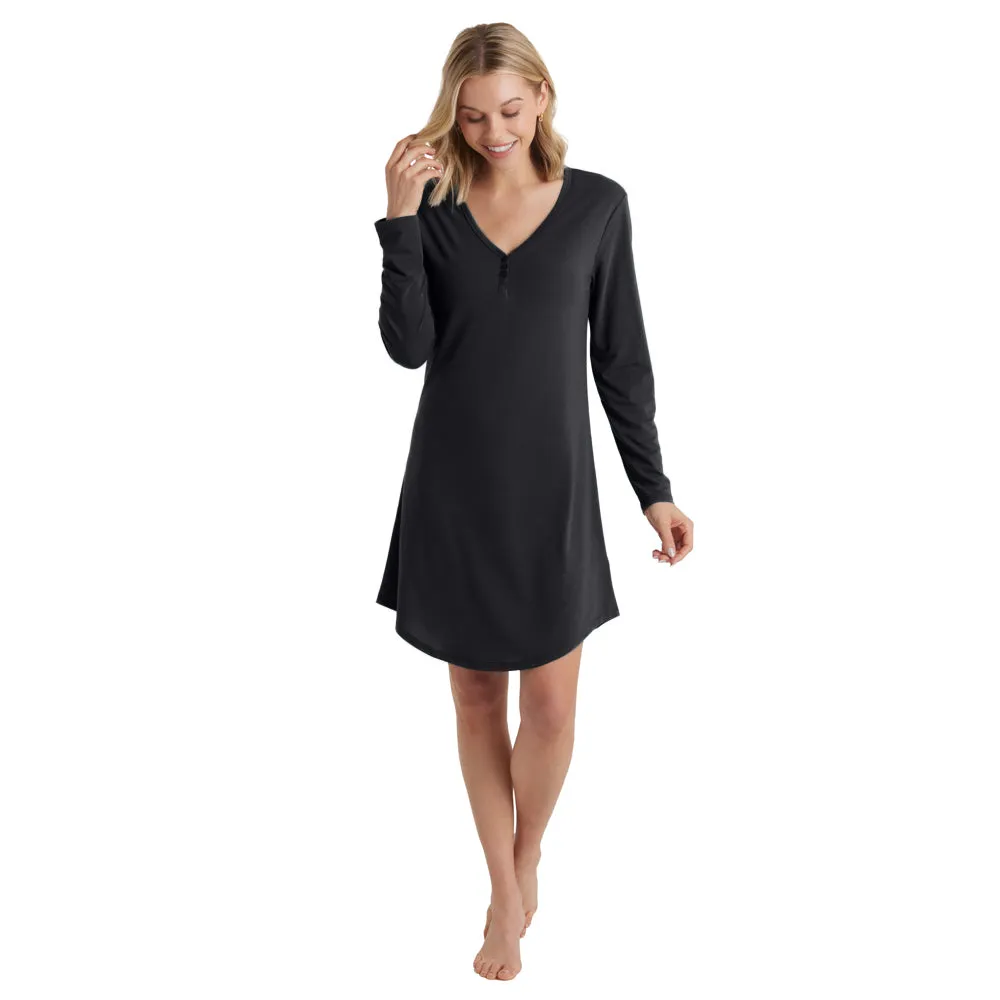 Quinn - 36 Y-Neck Henley Sleepshirt