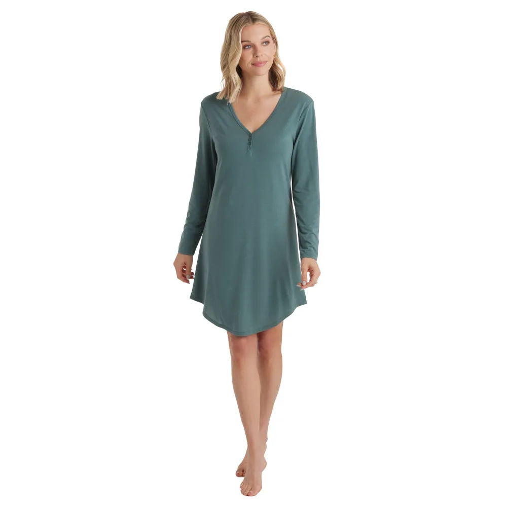 Quinn - 36 Y-Neck Henley Sleepshirt