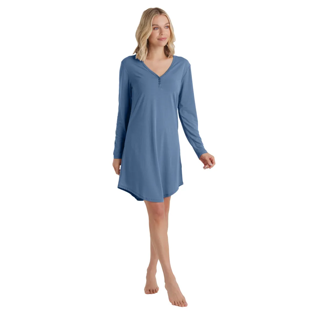 Quinn - 36 Y-Neck Henley Sleepshirt