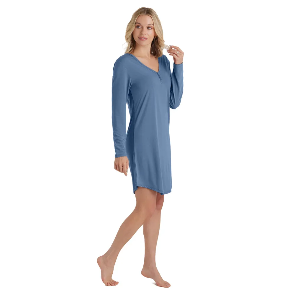 Quinn - 36 Y-Neck Henley Sleepshirt