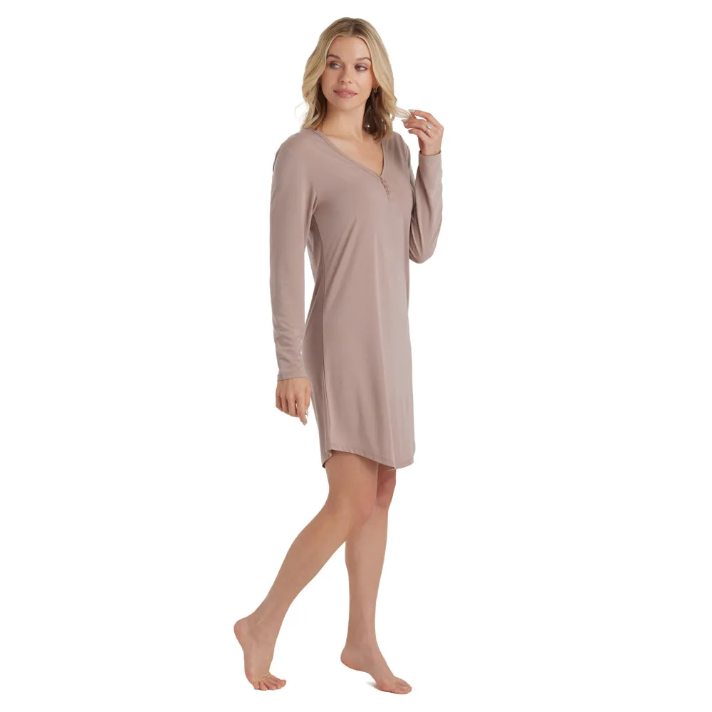 Quinn - 36 Y-Neck Henley Sleepshirt