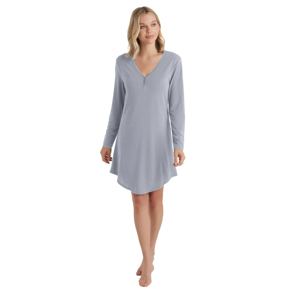 Quinn - 36 Y-Neck Henley Sleepshirt