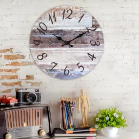 Rentser Worn Blue Wood Vintage 14" Wall Clock