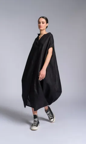 Sleeveless Cocoon Linen Shirt Dress