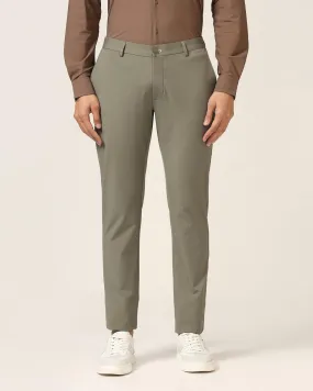 TechPro Slim Fit B-91 Casual Thyme Green Solid Khakis - Borros