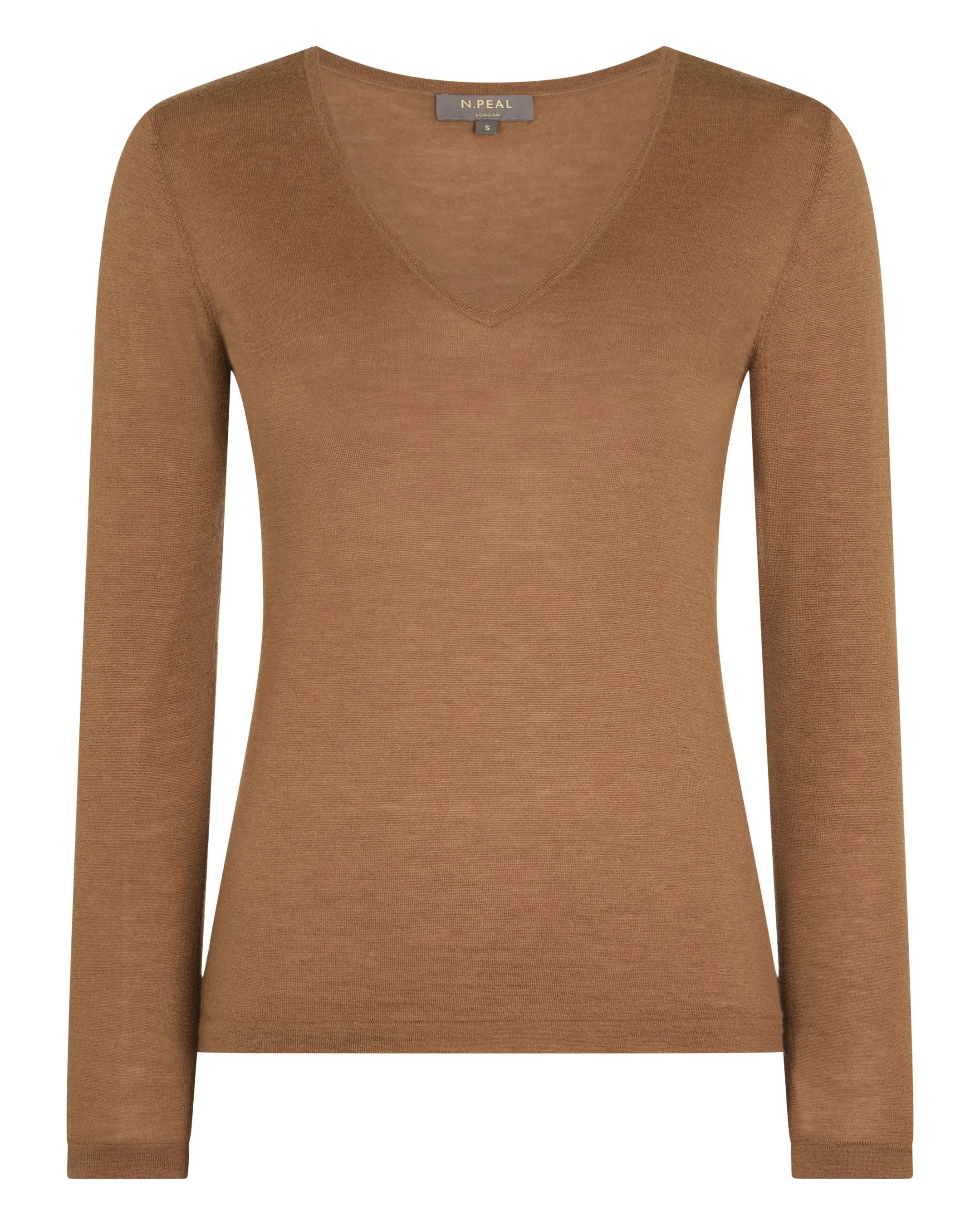 Women's Imogen Superfine Cashmere V Neck Jumper Dark Camel Brown